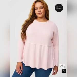 Torrid soft pink Thermal Crewneck Long Sleeve Top size 2x NWT